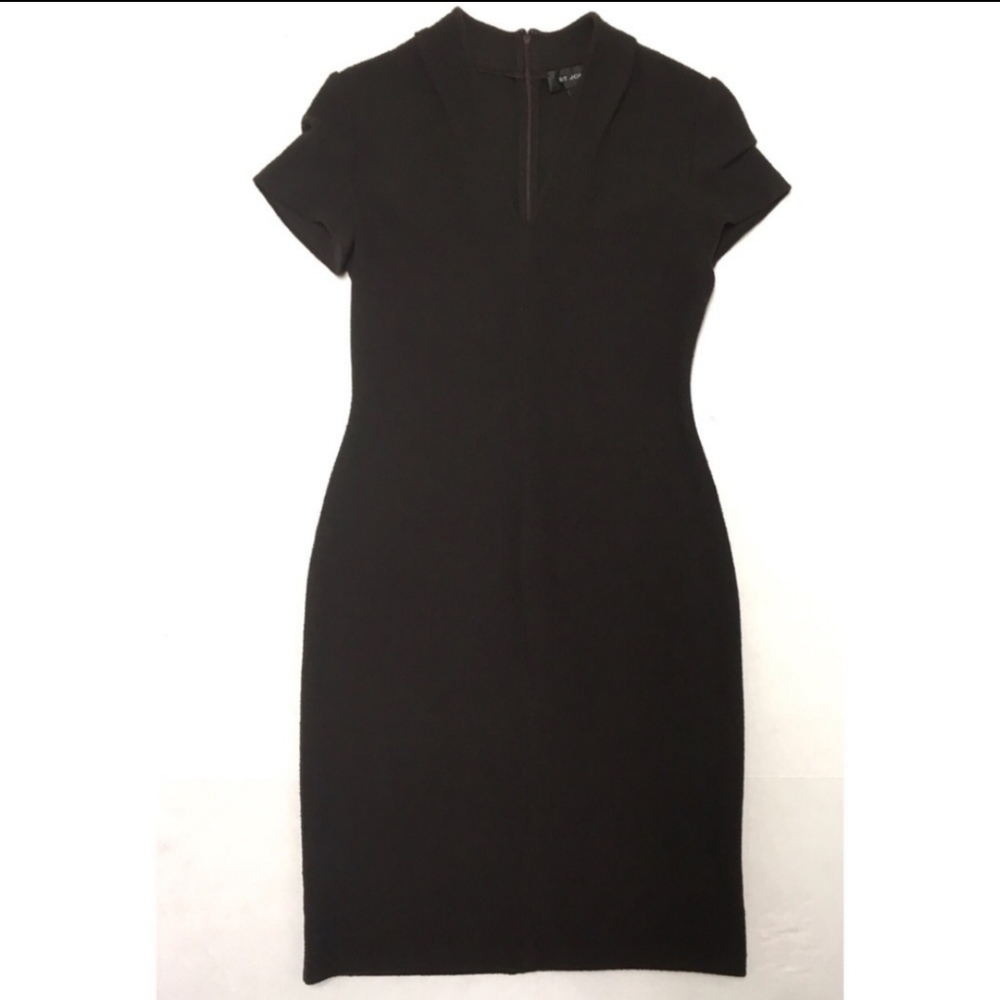 EUC St. John Knits pleat-sleeve midi dress SZ 6